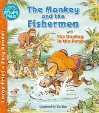 Image of The monkey and the fishermen with the donkey in the pond
